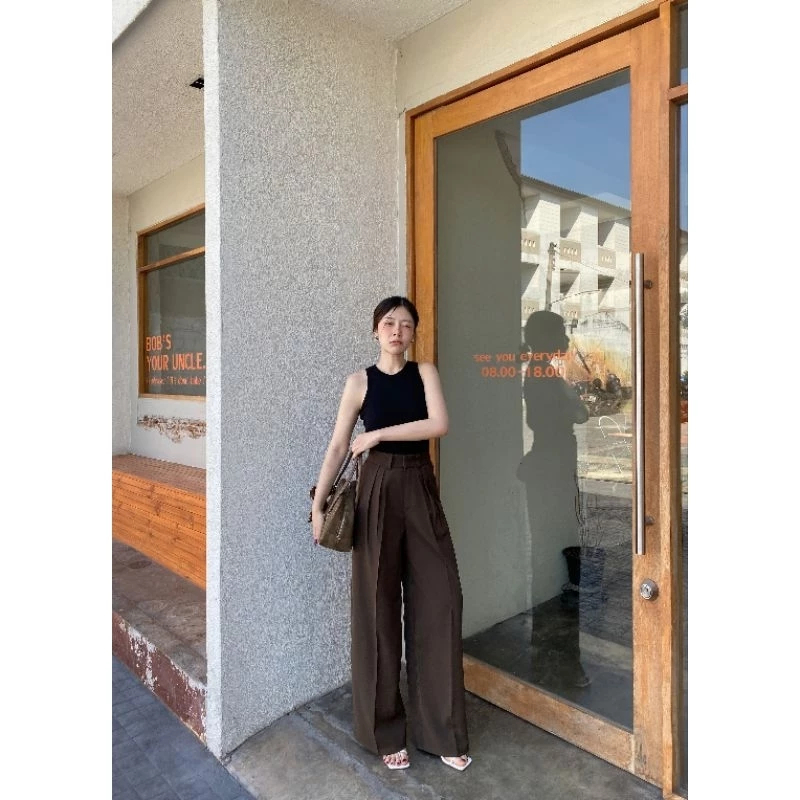 LILLY PANTS กางเกงขากระบอกใหญ่ผ้าลิลลี่ Size M -Minimint.Pants