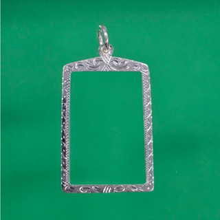 SSNPกรอบพระเงินแท้92.5%แบบหน้าเรียบทรงสมเด็จ(กรอบพับหลังไม่ใ…