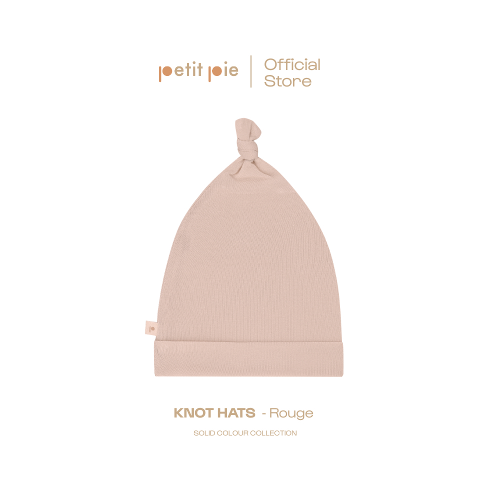 Petit Pie Knot Hat - Rouge หมวกเด็กแรกเกิด ผ้าใยไผ่ธรรมชาติ ลายพื้นเรียบ นุ่มสบาย ปลอดภัย OKEO-TEX