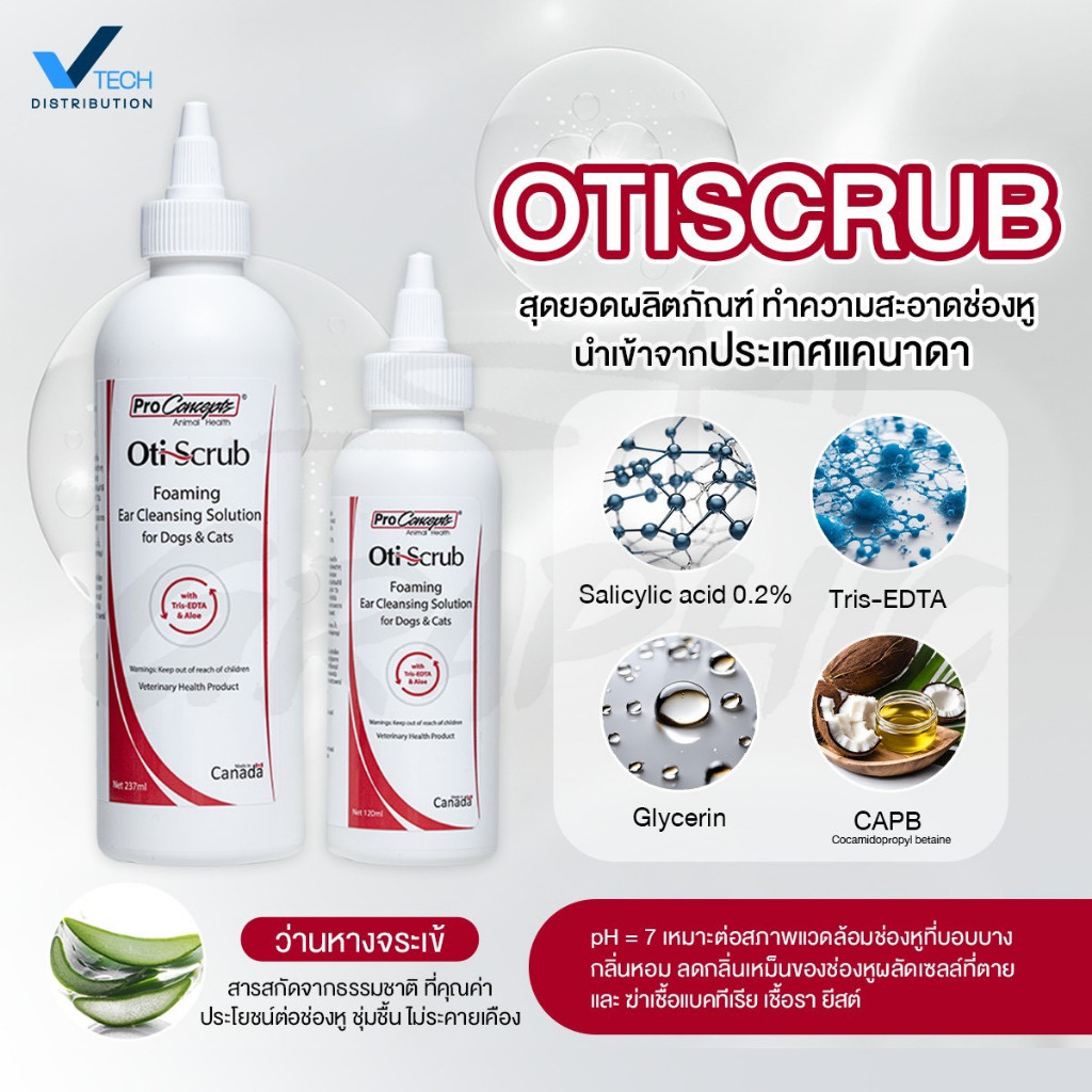 Otiscrub 120ml จากแคนนาดา น้ำยาเช็ดหู สุนัข แมว ดีมาก Ear Cleaning Solution ทำความสะอาดหู