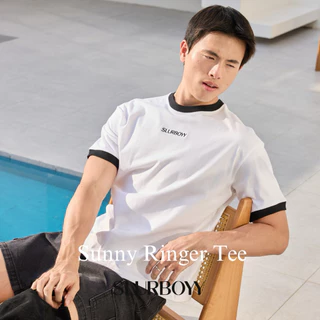 (ส่งด่วน กทม 4 ชม.) SLURBOYY Sunny Ringer Tee เสื้อยืดทรง Boxy เนื้อผ้าคอตตอน งานปัก (SB0851)