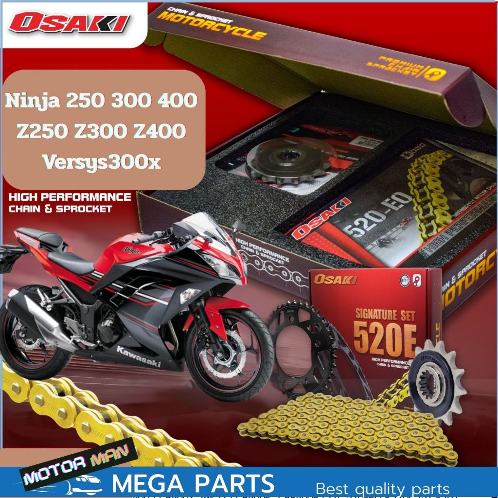 OSAKI EXTREME ชุดโซ่สเตอร์ Ninja250 Ninja300 Ninja400 Z250 Z300 Z400 Versys300x Ninja250SL Z250SL