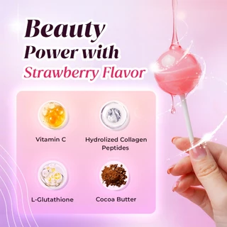 DN L-Glutathione Acai Berry Lollipops with Vitamin C Dietary Supplement Strawberry Raspberry Anti-age Glow Skin 10PCS