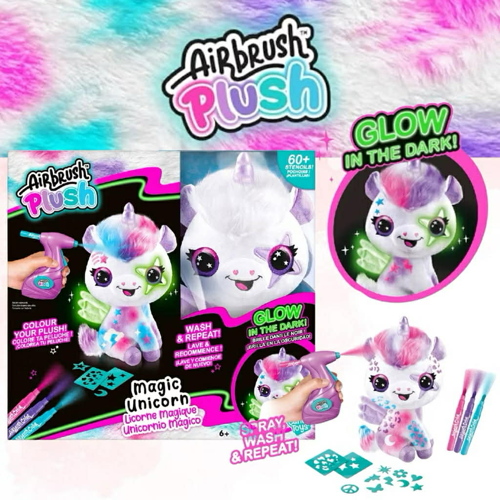 [พร้อมส่ง] Airbrush Plush Glow in the dark Magic unicorn