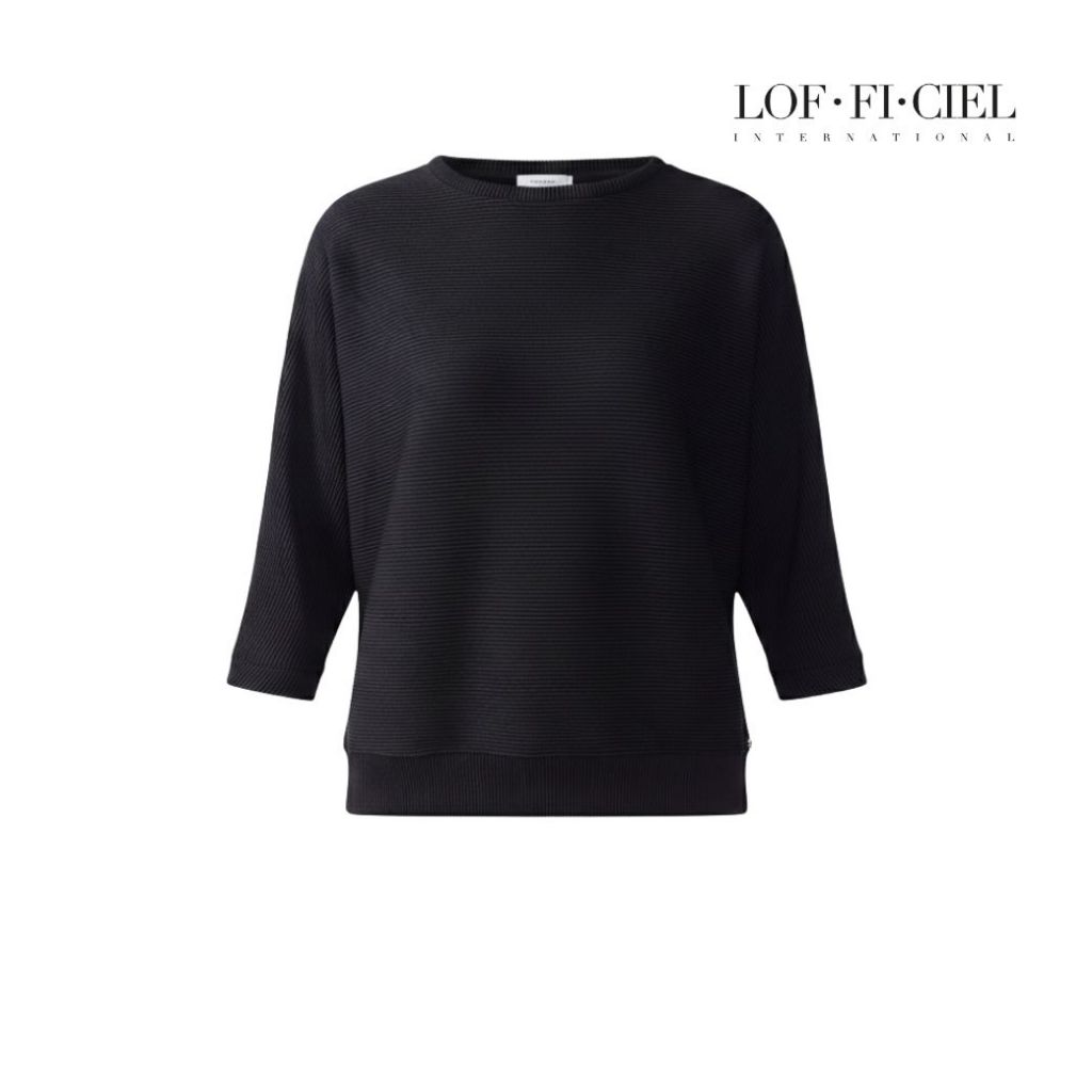 LOF-FI-CIEL Blouse Simple cord black เสื้อผู้หญิงคอกลม แขนยาว สีดำ F9YHBL