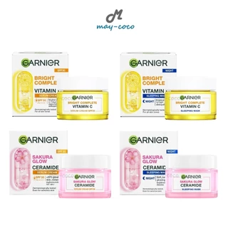 ถูก/แท้/มีไลฟ์ ครีม Garnier Bright Complete Vitamin C Serum Cream/Sleeping Mask/Sakura Glow เซรั่มครีม ผิวโกลว์ ผิวใส