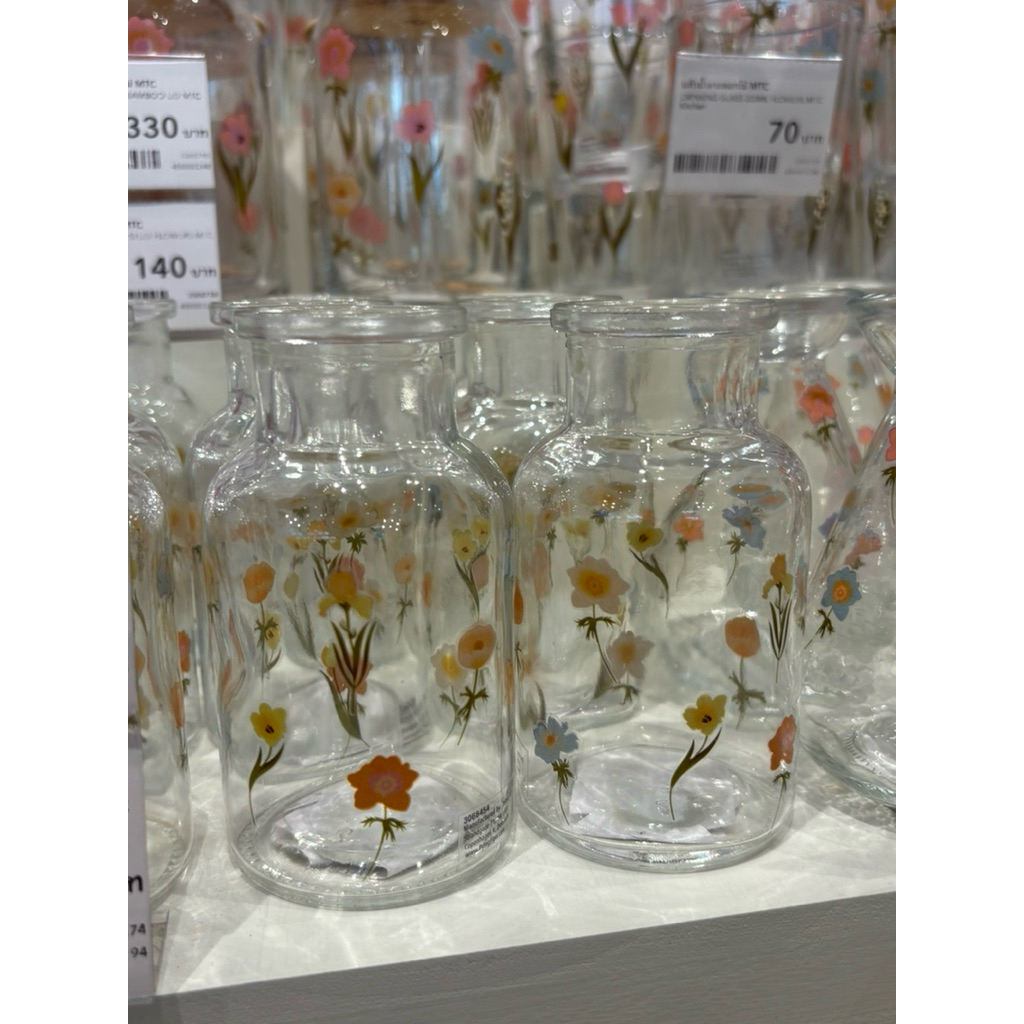 แจกันแก้วลายดอกไม้ แก้วลายดอกไม้ เหยือกลายดอกไม้ - Flying Tiger Copenhagen