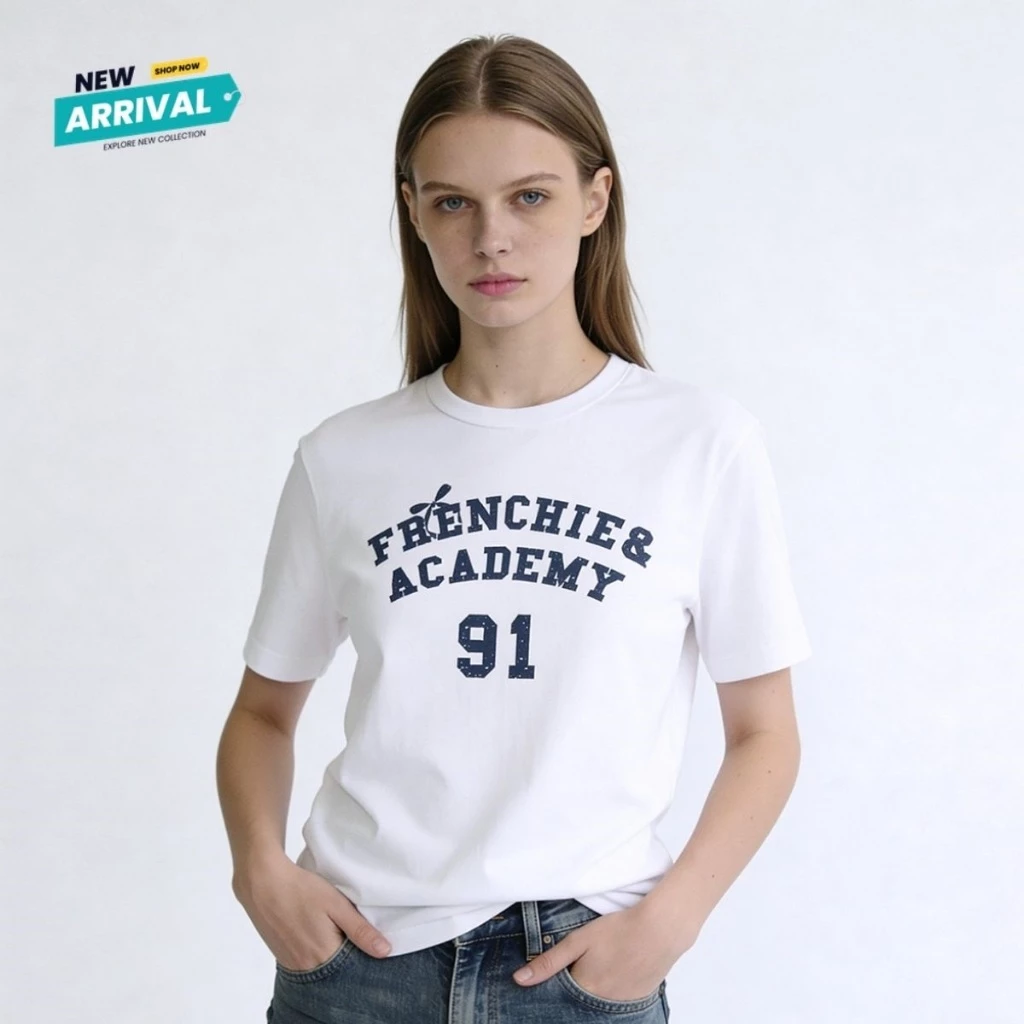 ESP เสื้อทีเชิ้ต เฟรนช์ชี่ ผู้หญิง สีขาว | Frenchie T- shirt | 06428