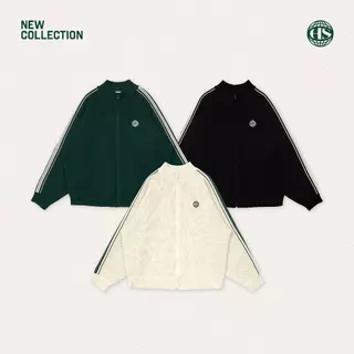 Highschool Summer Collection : Clubhouse Stripe Crochet Track Jacket - เสื้อคลุมโครเชต์ - OTB21014