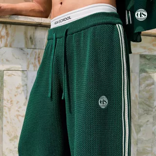 Highschool Summer Collection : Clubhouse Stripe Crochet Track Pants กาเกงขายาวแทร็คไหมพรม - BTB36019