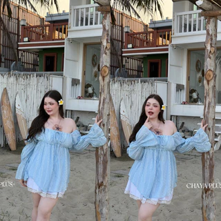(LD) เสื้อทรงญาญ่า แขนยาว ผ้าโรซี่พิมพ์ลาย สวยมาก ทะเลต้องตัวนี้เลย เสื้อผ้าสาวอวบอ้วน พลัสไซส์ ไซส์ใหญ่