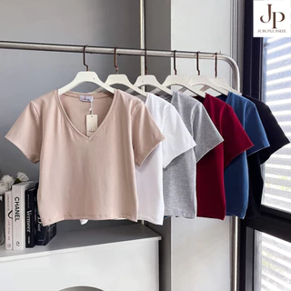 ส่งทันที!🛵เสื้อยืดคอวี เสื้อครอปสาวอวบ ไซส์สาวอวบ อก 34-46 นิ้ว ผ้ายูนิโคล พร้อมส่ง #576