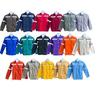 (พร้อมส่ง) เสื้อช็อปโทนเดียวมีแถบสะท้อนแสง ใส่สบายไม่อึดอัดแน่นอน (S-4XL)