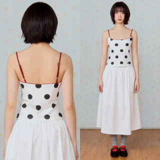 Bemingtop1128(S-XL)-Dolly Dot Top – สายเดี่ยวลายจุดคลาสสิก เพิ่มความขี้เล่นให้ทุกวันดูพิเศษ