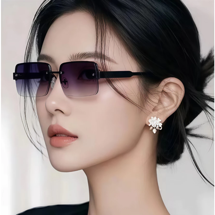 ใหม่ Frameless ตัดขอบแว่นกันแดดพรีเมี่ยมความรู้สึกป้องกันรังสียูวีแว่นตากันแดด Unisex วินเทจเทรนด์
