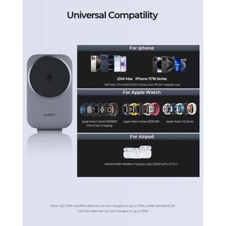 AUKEY แท่นชาร์จไร้สาย Qi2.2 25W 3 in 1 MagFusion Z Plus Foldable Wireless Charger Station LC-MC312P