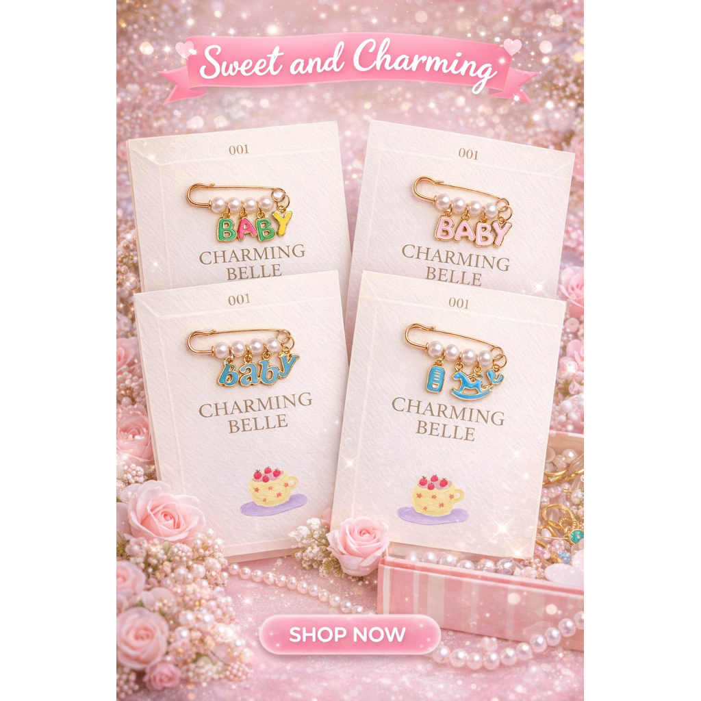 พร้อมส่งในไทย 🇹🇭￼เข็มกลัดคนท้อง3.8cmมุก4เม็ด