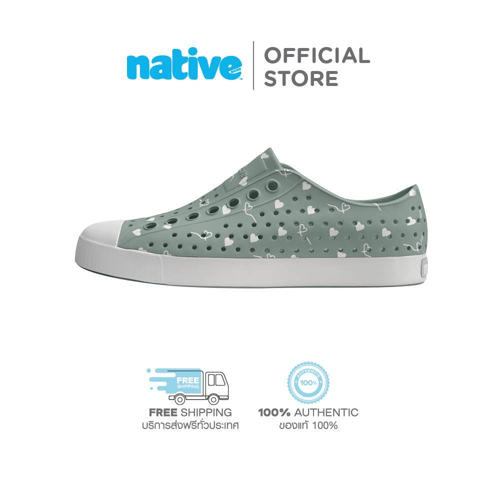 Native รองเท้ากันน้ำผู้ใหญ่ EVA รุ่น Jefferson Wanderfoam Print Relax Green/ Shell White/ Shell Hearts