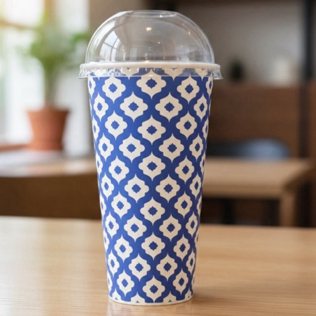 แก้วกระดาษชา/กาแฟ 22 oz/16oz /แก้วกระดาษ 50ใบ (พร้อมฝาโดม50 ใบ)