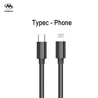 สายชาร์จ SANMAX 013 สายเคเบิลข้อมูลสปริง 6A fastcharge vooc pd 20w 30w 60w สำหรับ micro typec phone รับประกัน1ปี
