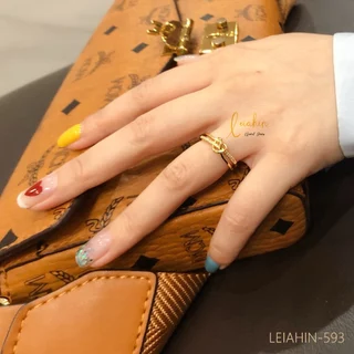 LEIAHIN แหวนแฟชั่นผู้หญิง ชุบทอง 18k ประดับเพทาย รูปหัวใจ ดีไซน์มินิมอล ปรับขนาดได้ ไม่ลอกสีดำ 593r