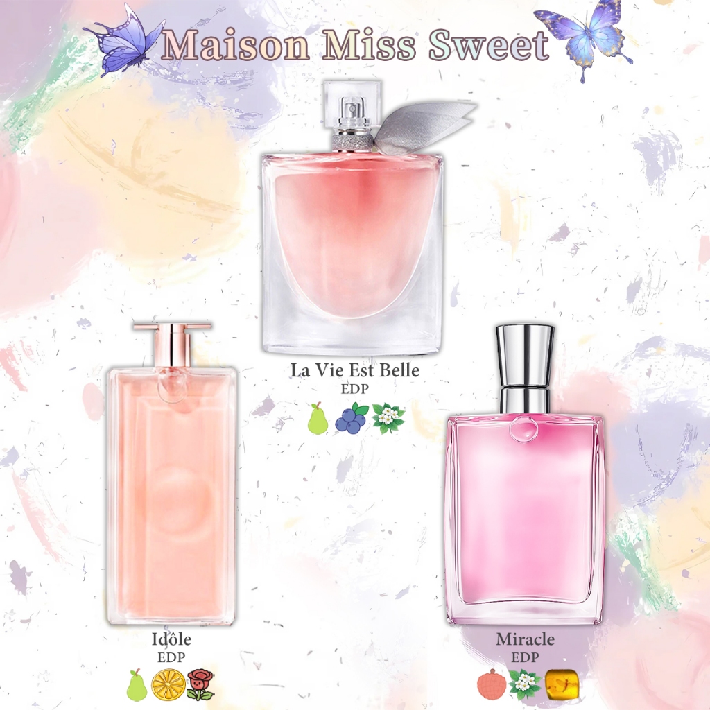 🚚จัดส่งรวดเร็ว✨Idole  / La Vie Est Belle /Miracle  EDT EDP 2ml 5ml 10ml น้ำหอมลังโคมผู้หญิง สำหรับสาวยุคใหม่ ที่มีความเช
