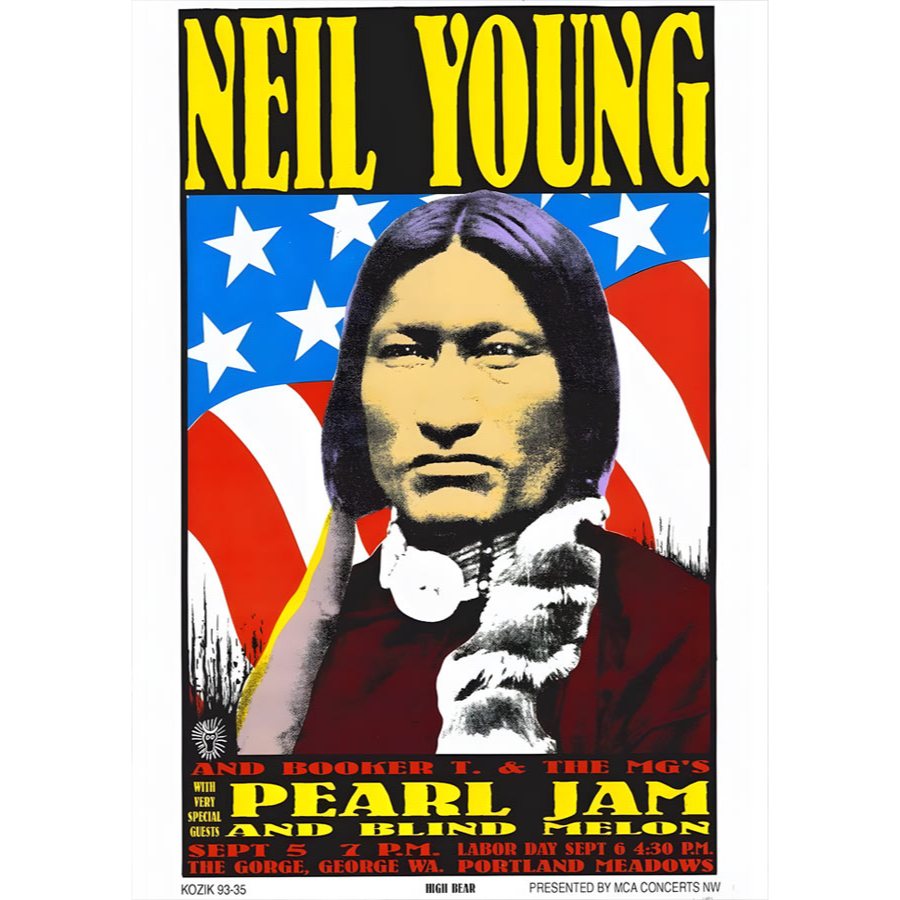 โปสเตอร์ คอนเสิร์ต นีล ยัง Neil Young Pearl Jam Concert POSTER 11.5"x16.5" นิ้ว A3 Canada Rock Folk Country