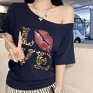 ✨จัดส่งภายใน 24 ชั่วโมง|เสื้อยืดสายเดี่ยว | ลายริมฝีปาก | ลายเสือดาว | สไตล์วินเทจ | แฟชั่นสตรีท | ยอดนิยม