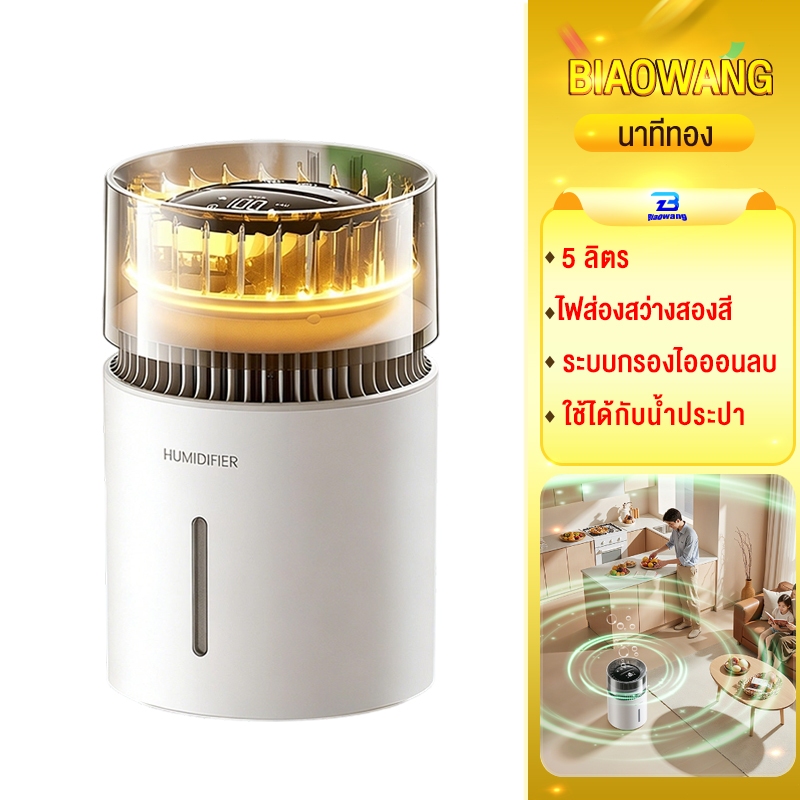 Biaowang เครื่องพ่นไอน้ำ เครื่องเพิ่มความชื้นในอากาศ ขนาด 5L กระจายไอน้ำได้รอบทิศทาง เครื่องพ่นหลากหลาย ชาร์จ USB