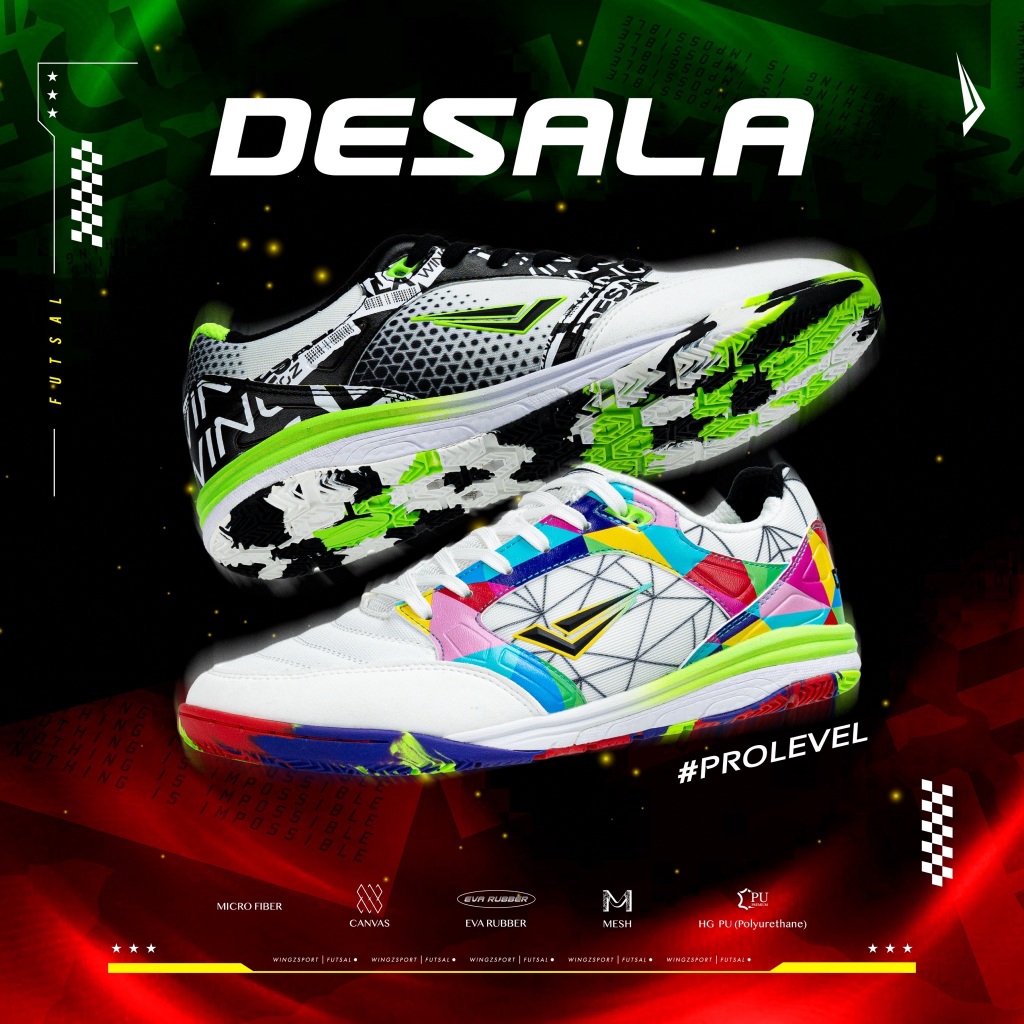 รองเท้าฟุตซอล WINGZ DESALA VER.2 เวอร์ชั่นอัปเดทล่าสุด Non-marking พื้นรองเท้าชนิดพิเศษเพื่อใช้กับสนามในร่มโดยเฉพาะ