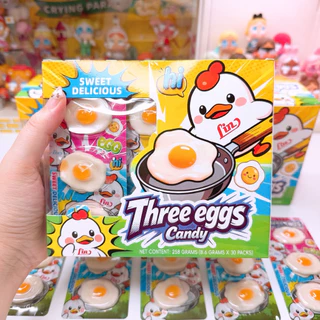 เยลลี่กัมมี่ไข่ 3 ฟอง แคนดี้ 1 กล่อง 30 แผง [ 1 แผง 3 ชิ้น ]