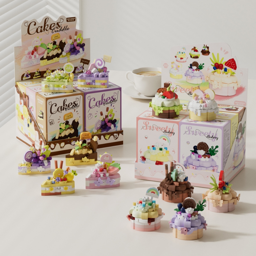 ตัวต่อไมโครบล็อก ขนมเค้ก ช็อคโก สตรอเบอร์รี่ ชาเขียว วนิลา cake micro block