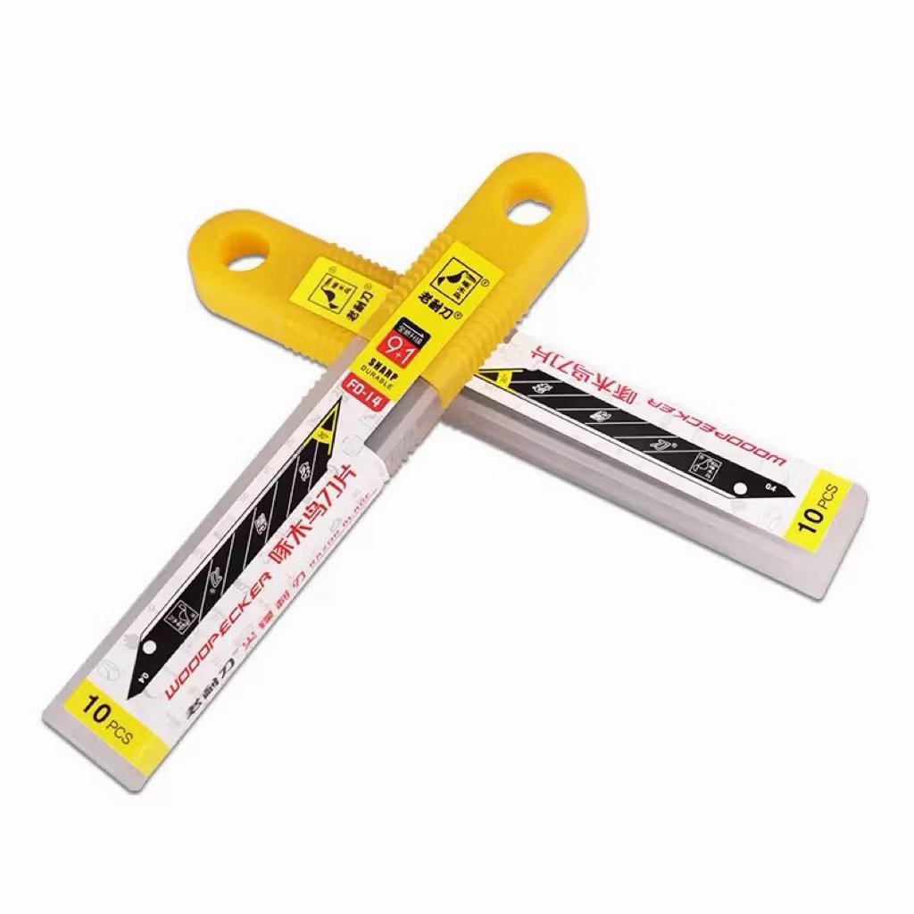FD-14 ใบมีดคัตเตอร์ 9 มม. (หลอดละ 10 ใบ) Woodpecker KNIFE CUTTER BLADES