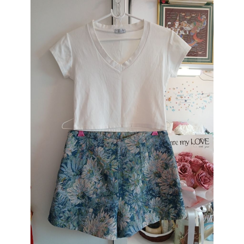 🎉🦋ชุดเชท3ชิ้นเสื้อยืด2ตัว+กางเกงผ้าทอGI-ANT S SHOPส่งต่อไชค์M/L🎉