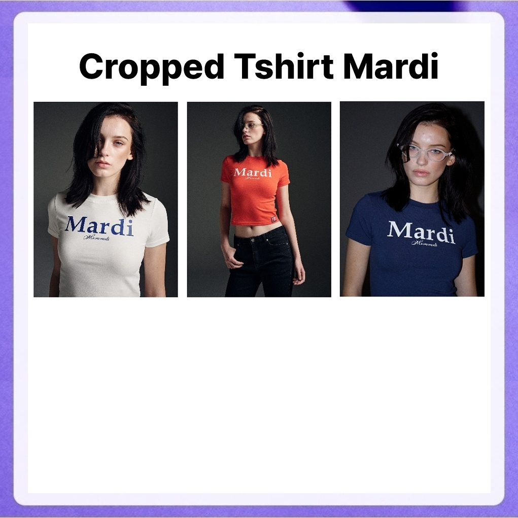Mardi Mercredi Cropped Tshirt Mardi Classic (Red White, White Navy, Navy White, Black White)