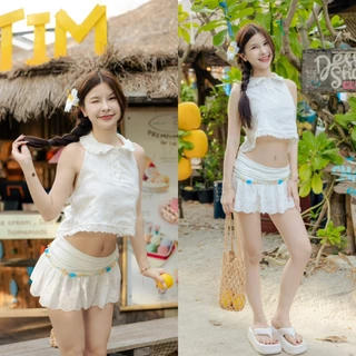 RIKA น้องมะพร้าว คอบัวปกระบาย เว้าหลังผูกโบว์หลัง