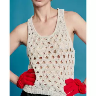 Rally Metallic Knit Tank Top - เสื้อกล้ามไหมพรมเส้นด้ายเมทัลลิค