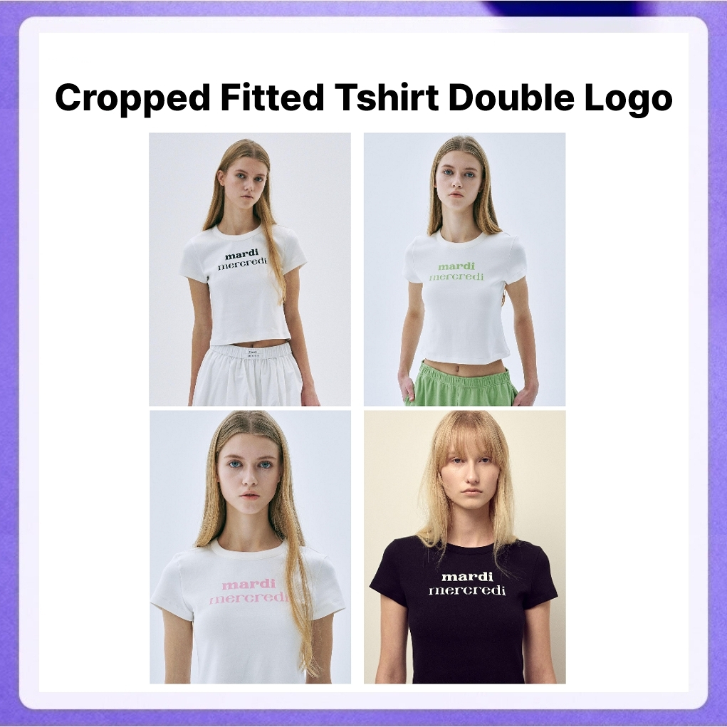 Mardi Mercredi Cropped Fitted Tshirt Double Logo (Ivory Black, Ivory Yellow Green, Ivory Pink, Black White)