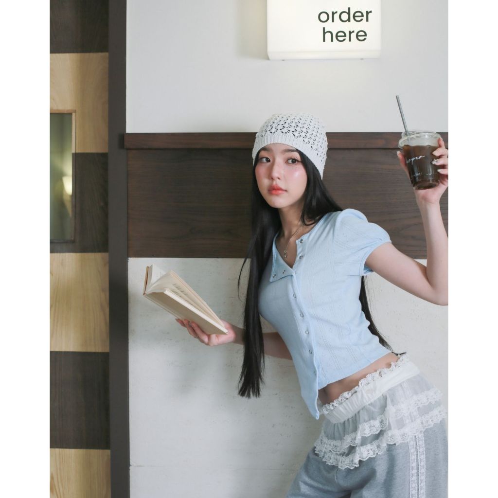kome.offi เสื้อแขนตุ๊กตากระดุมแป๊ก รุ่น nina top รูปที่ 3