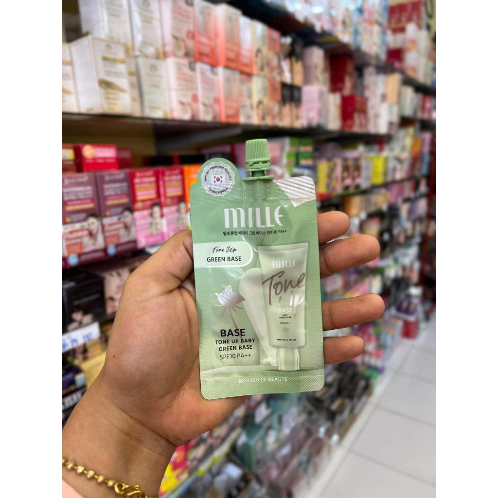 งานซองมิลเล่ เบสเขียว โทนอัพ SPF30PA++ปริมาณ6กรัม/ซอง ราคาถูก Shopee Lazada