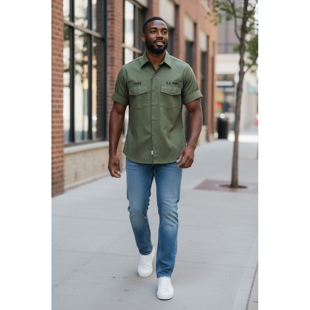 เสื้อเชิ้ต Utility  DURA PRESS OG 507  มือ2:(มีรูปเพิ่มเติม👇🏼)รูปจากสินค้าจริง