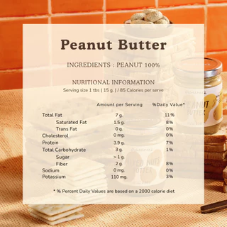 เนยถั่ว Natural Peanut Butter ถั่วลิสง 100% แบบซอง 100 g. ไม่ใส่น้ำตาล น้ำมัน เกลือ | Paweenee’s