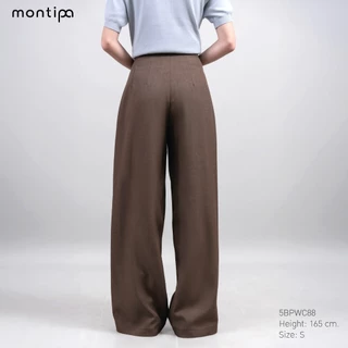 Montipa กางเกงทรงกระบอกใหญ่ ซิปตะขอหน้า แต่งจีบหน้า ผ้า Comfort 5BPWC88