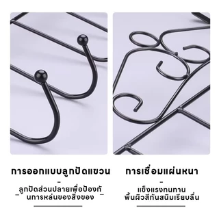 ไม่ต้องเจาะรู มีตะขอแขวนหลังประตู ติดผนัง ที่แขวนเสื้อผ้า หมวก กระเป๋า