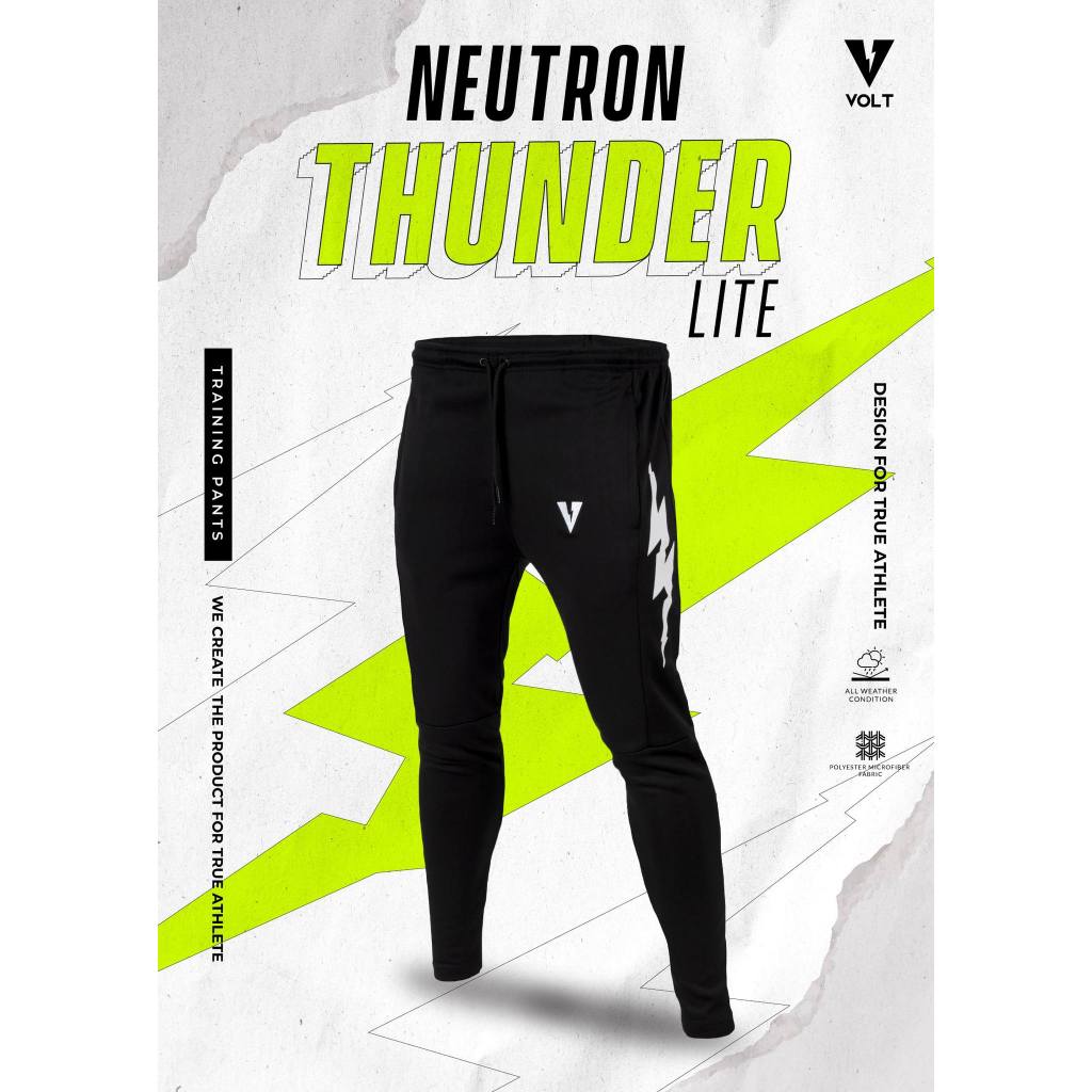 VOLT กางเกงขายาวผู้ชาย รุ่น NEUTRON 001 THUNDER LITE สีดำ ผ้ายืด ระบายอากาศ สำหรับเทรนนิ่งและออกกำลังกาย