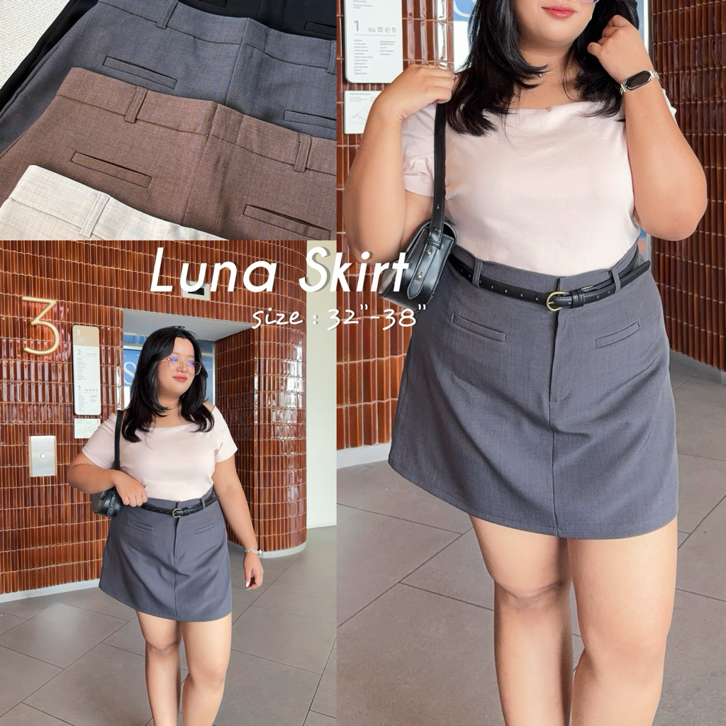 Luna Skirt กระโปรงกางเกงสาวอวบ เอวสูง เนื้อผ้าคุณภาพดี เก็บทรงสวย ราคา ถูกที่สุด ดีลบีเคเค