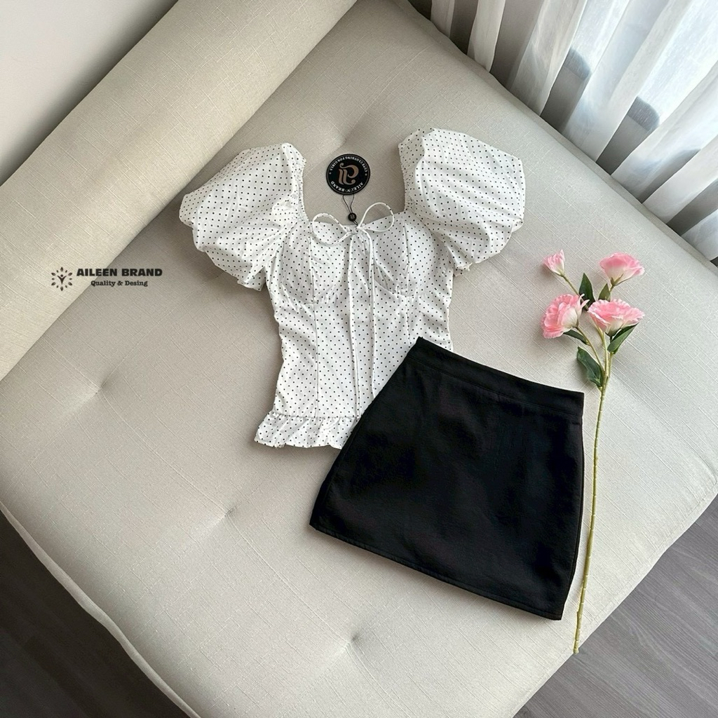 Aileen Set เสื้อแขนพอง+กระโปรง ชุดใส่ไปเดินห้าง