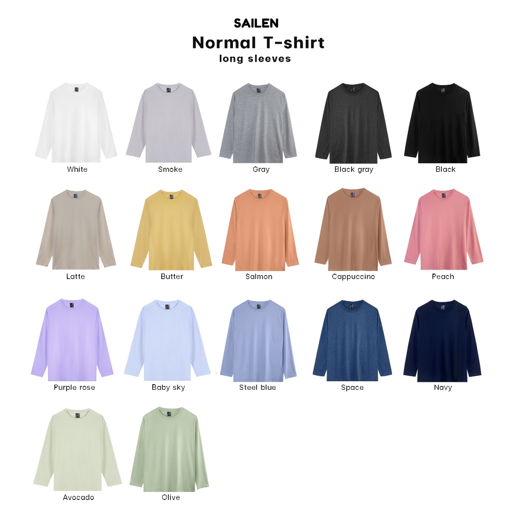 Sailen เสื้อยืดคอกลมแขนยาว unisex รุ่น normal ผ้านุ่มหนาใส่สบายสุดๆ ไม่หด ไม่ย้วย ไม่ยับ
