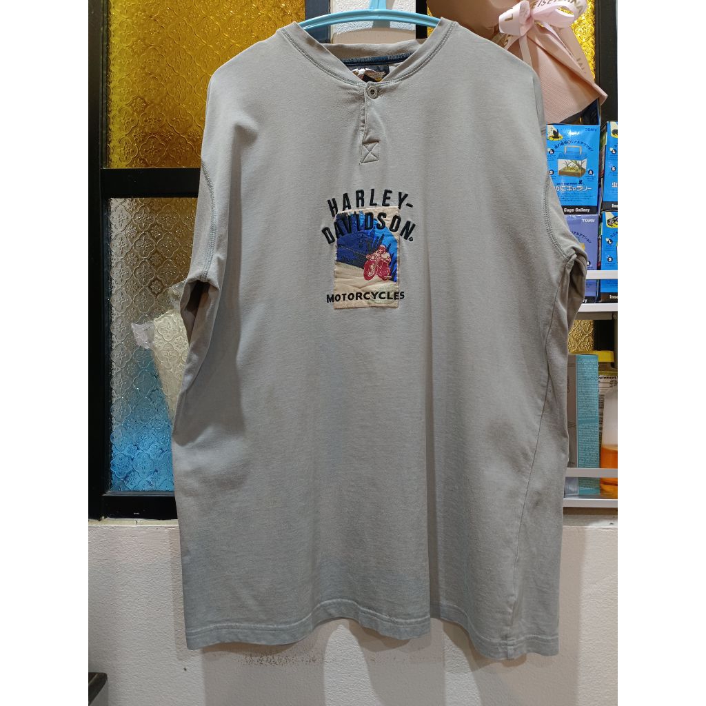 *พร้อมส่ง*เสื้อ Vintage Harley-Davidson long Sleeve Biege