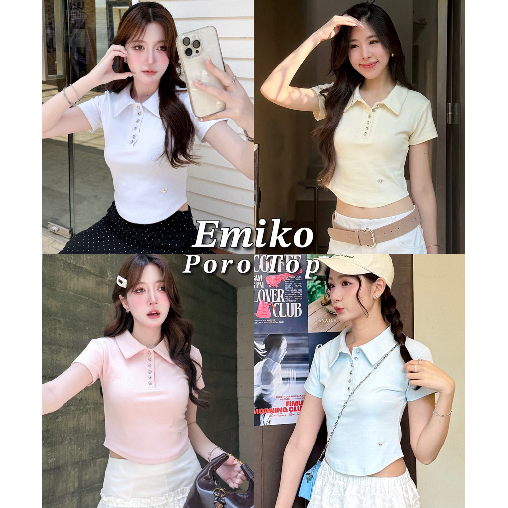 imily.style : Emiko Poro Top เสื้อโปโล SIZE S-XL